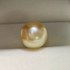 4A 10–14mm Medium Golden South Sea Pearl, Natural Round Saltwater Loose Pearl, Strong Luster Slightly Blemished Bead for Jewelry DIY