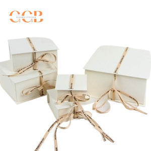 10pcs book style jewelry gift box with ribbon, white necklace ring earring packaging box set, elegant jewelry storage and gift boxes