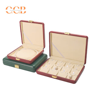 Luxury nude PU leather jewelry box for ring earrings necklace storage