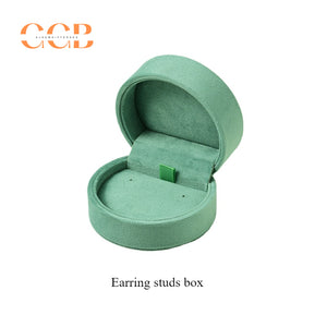 Green Luxury Velvet Jewelry Gift Box Set with Ring, Necklace & Earring Holders, High-End Jewelry Packaging for Wedding or Display
