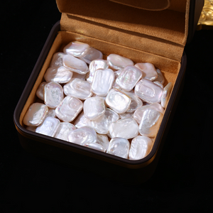 4A 1Pc Undrilled Rectangular Freshwater Baroque Pearl Bead 14×19mm, Natural White Irregular Pearl, DIY Jewelry Making Supplies Wholesale