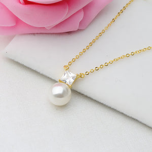 S925 Sterling Silver Square Cubic Pearl Pendant Setting