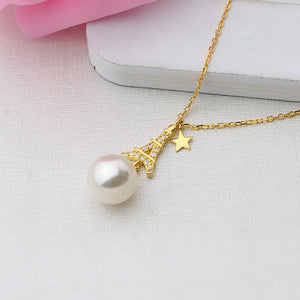S925 Sterling Silver Eiffel Tower Pearl Pendant Setting