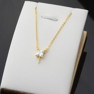 S925 Sterling Silver Square Cubic Pearl Pendant Setting