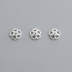 10pcs S925 Sterling Silver Heart Flower Bead Cap