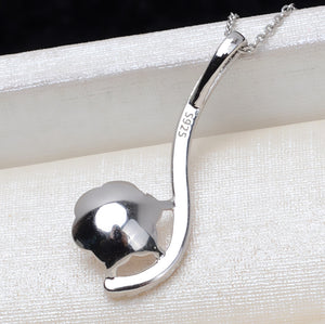 S925 Sterling Silver S Shape Pearl Pendant Setting for Jewelry Making
