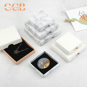 10pcs 1.6cm thin jewelry box set, kraft brown white marble black, luxury packaging for rings earrings bracelets, flat gift boxes