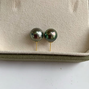 3A Tahitian Black Pearl Earrings 8–14mm in 18K Gold for Women