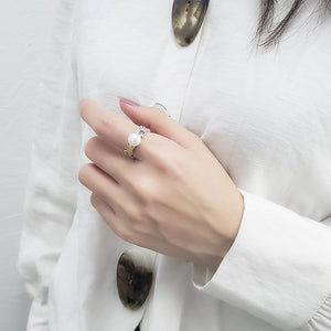 Leaf pearl ring setting