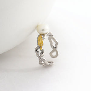Leaf pearl ring setting