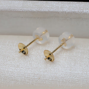 18k Solid Gold Posts and Cups with Backings for Pearl Stud Earrings