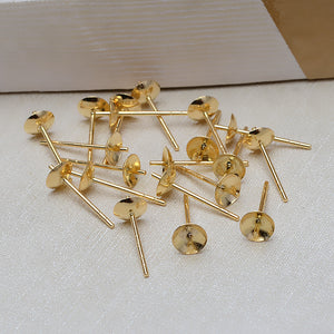 18k Solid Gold Posts and Cups with Backings for Pearl Stud Earrings