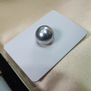 5A 9–14mm Matched Round Tahitian Pearl Pair, Platinum Grey Beads