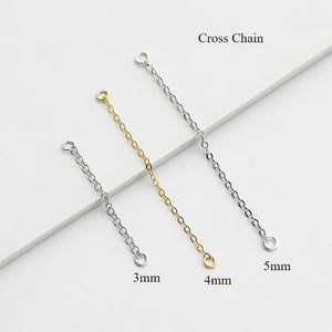 10pcs S925 Sterling Silver Cross Chain Extension Box Chain 3-5cm