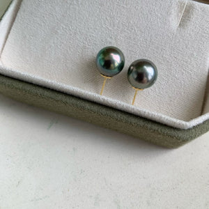 3A Tahitian Black Pearl Earrings 8–14mm in 18K Gold for Women