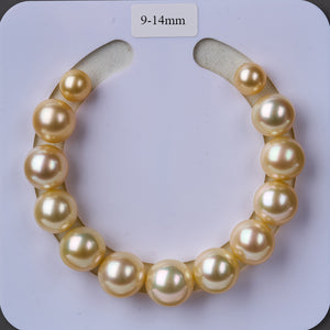 5A 8–15mm Golden South Sea Pearl Stud Earrings in 18K Gold Setting