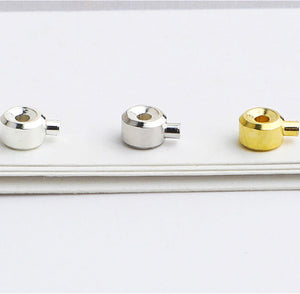 10pcs 3mm S925 Sterling Silver and Gold-Plated End Cap Beads