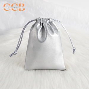 20pcs PU silver jewelry pouch set, metallic drawstring bags for rings earrings necklaces, luxury jewelry packaging gift pouches
