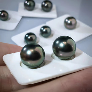 Tahitian Black Pearl Undrilled Bead, Natural Round Sea Pearl for DIY