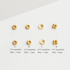 10pcs S925 Sterling Silver Gold-Plated Mini Round Spacer Beads