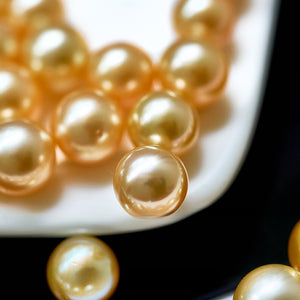 5A 8–15mm Golden South Sea Pearl Stud Earrings in 18K Gold Setting