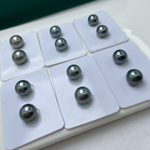 3A 8-14mm Tahitian Pearl, Natural Round Loose Pearl with Strong Luster Slight Blemish, Undrilled Half Drilled 1mm or Fully Drilled 0.7mm