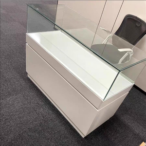 Glass Jewelry Display Cabinet with Lock - Floor Standing Store Showcase (Black/White)