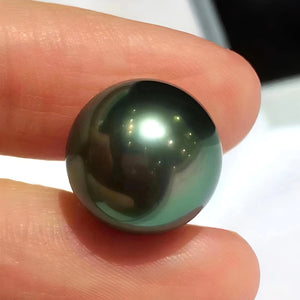 Tahitian Black Pearl Undrilled Bead, Natural Round Sea Pearl for DIY