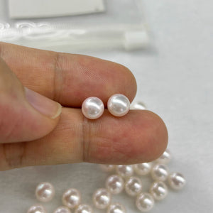 4A 4-11mm White Akoya Pearl, Natural Saltwater Round Loose Pearl with Strong Luster Slight Blemish, Undrilled Half Drilled 1mm or Fully Drilled 0.7mm