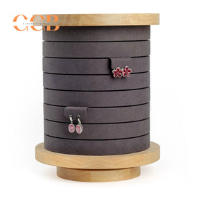 Rotating Wooden Earring Display Stand, Multi-Layer Jewelry Organizer