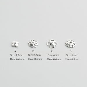 S925 Sterling Silver Flower Bead Caps for DIY Crystal Bracelets