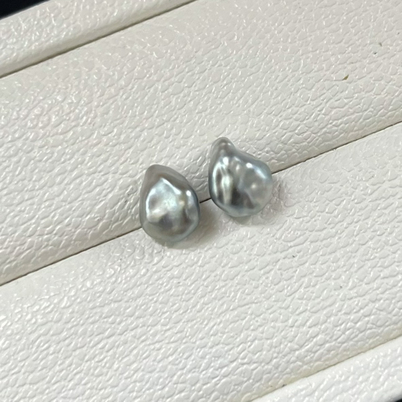 3A 2-12mm Platinum Grey Tahitian Keshi Pearl, Natural Loose Saltwater Pearl with Good Luster, Undrilled Half Drilled 1mm or Fully Drilled 0.7mm