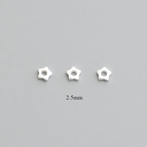 10pcs S925 Sterling Silver Star Spacer Beads (2.5mm) for DIY Jewelry Making