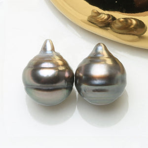 3A 7–8mm Peacock Tahitian Baroque Pearl Pair, Undrilled or Half Drill