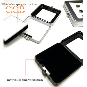 Square Metal Gemstone Display Tray with Glass Top Storage Boxes