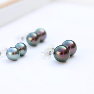 5A Tahitian Black Pearl Earrings 8–14mm in 18K Solid Gold