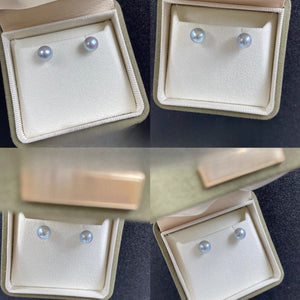 5A 5-9mm Silver Grey Akoya Pearl, Natural Round Loose Pearl with High Luster and Minimal Blemish, Undrilled Half Drilled 1mm or Fully Drilled 0.7mm