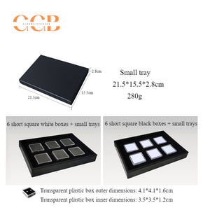 Rectangular plastic clear gemstone display storage box tray