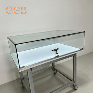 Lockable Glass Jewelry Display Case with Sliding Doors | Countertop Display Cabinet for Pearl, Necklace & Gemstone Display