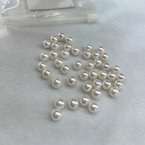 4A 4-11mm White Akoya Pearl, Natural Saltwater Round Loose Pearl with Strong Luster Slight Blemish, Undrilled Half Drilled 1mm or Fully Drilled 0.7mm
