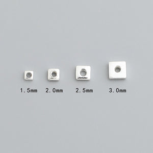 S925 Sterling Silver Square Spacer Beads for DIY Bracelet Necklace