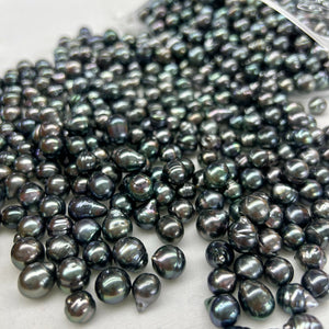 3A 8–10mm Tahitian Black Pearl Undrilled, Natural Saltwater Baroque Drop Pearl, High Luster Strong Overtone with Slight Blemish, DIY Jewelry