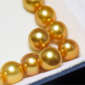 5A 13–14mm Deep Golden South Sea Pearl Pendant, Luxury 18K Gold Setting Gift for Mom, Round Sea Pearl No Chain Included