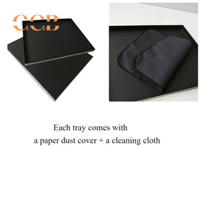 Square Metal Gemstone Display Tray with Glass Top Storage Boxes