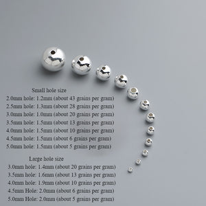 2-5mm Wholesale S925 Sterling Silver Beads by Gram, Pearlescent Round Beads