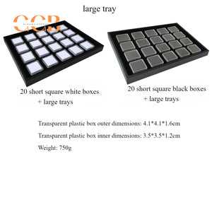 Rectangular plastic clear gemstone display storage box tray