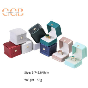 Classic PU Leather Crown Engagement Ring Box