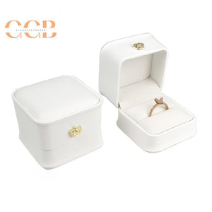 Classic PU Leather Crown Engagement Ring Box