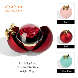 Real Preserved Red Rose Ring Box