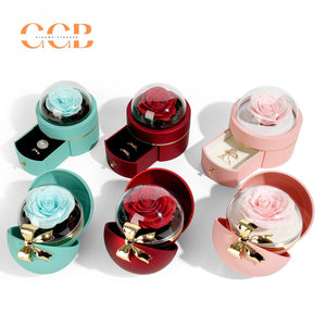 Real Preserved Red Rose Ring Box